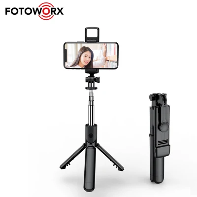 Fotoworx Selfie Stick Mini trípode con luz de relleno para transmisión en vivo de selfies
